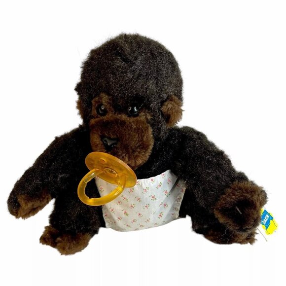 1983 Dakin Nature Babies Goo Goo Gorilla Plush Baby Monkey Pacifier Stuffed - Picture 1 of 11